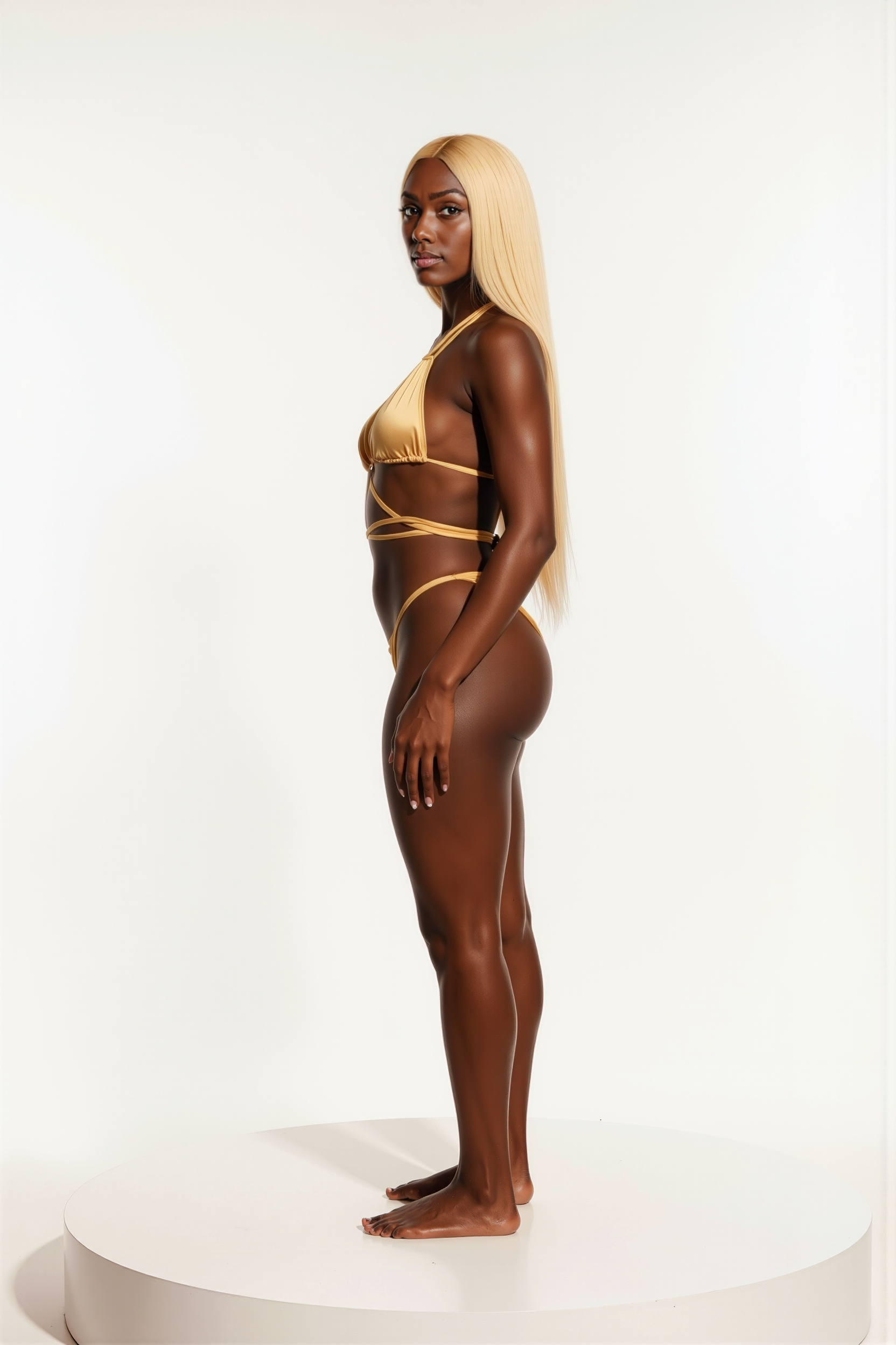 Metallic Gold Bikini Top Double-Strap Tie Design - RIO2A18